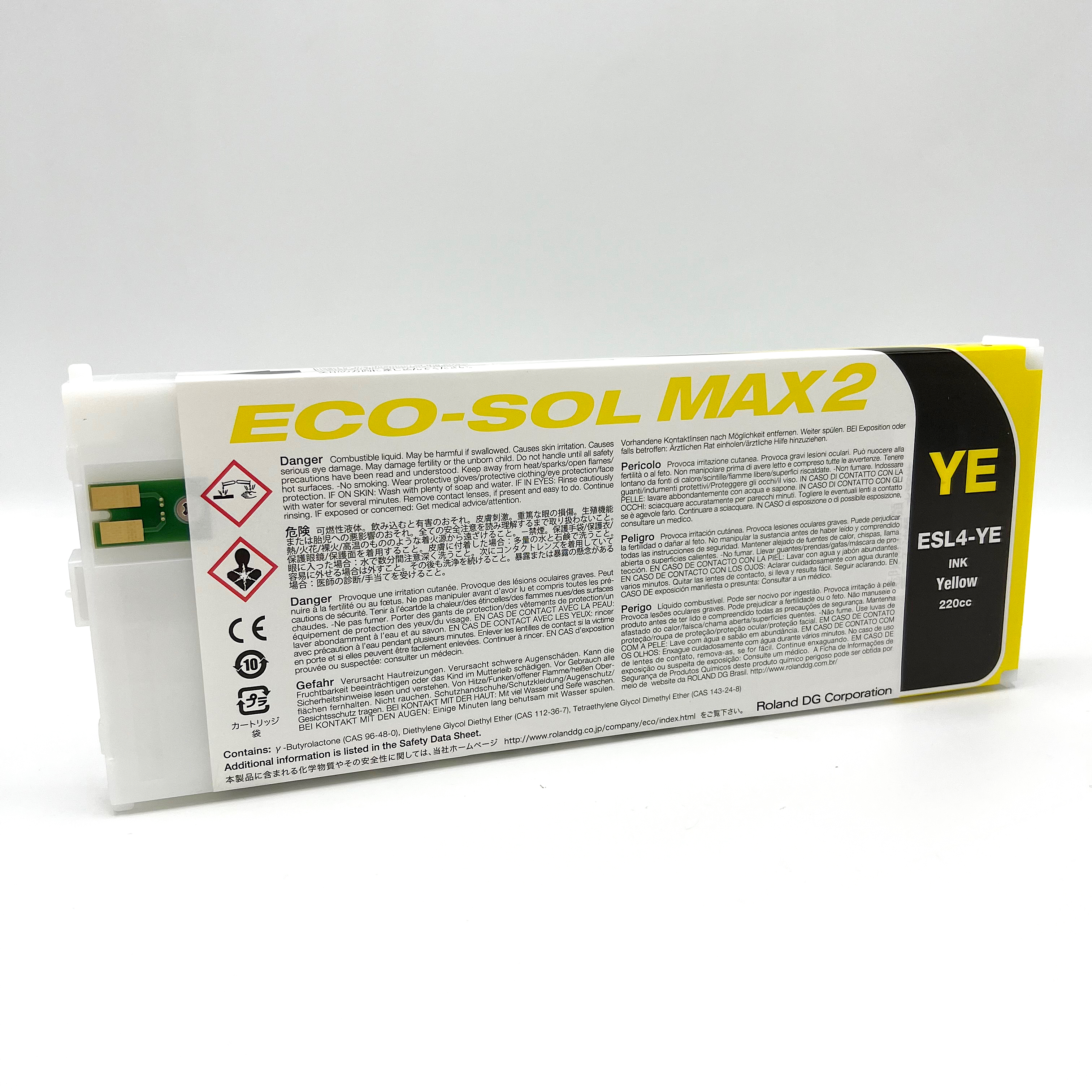 Roland Eco-Sol MAX2 Yellow Ink ESL4-YE 220ml Cartridge | Paper