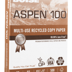 Aspen White 100% Recycled Copy Paper 8-1/2x11 20lb 500 pkg