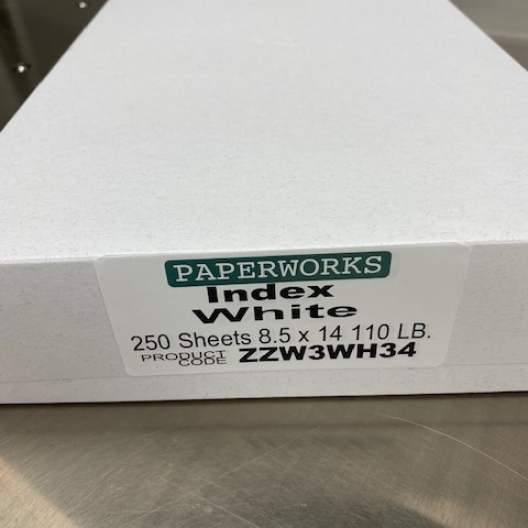 Paperworks Index Cover White 8-1/2x14 110lb/199g 250/pkg