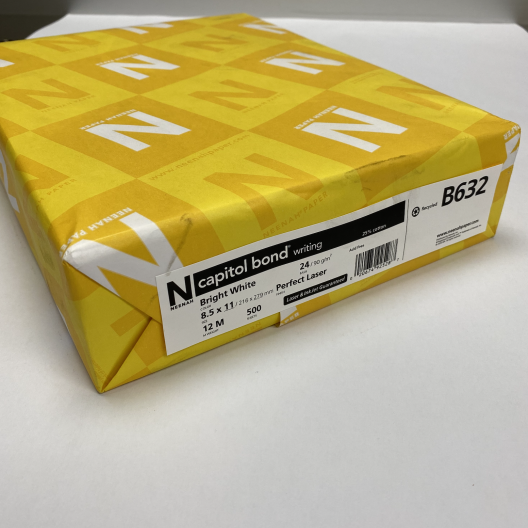 Neenah Paper® Royal Cotton Bright White Smooth 24 lb. Writing Watermarked  8.5x11 in. 500