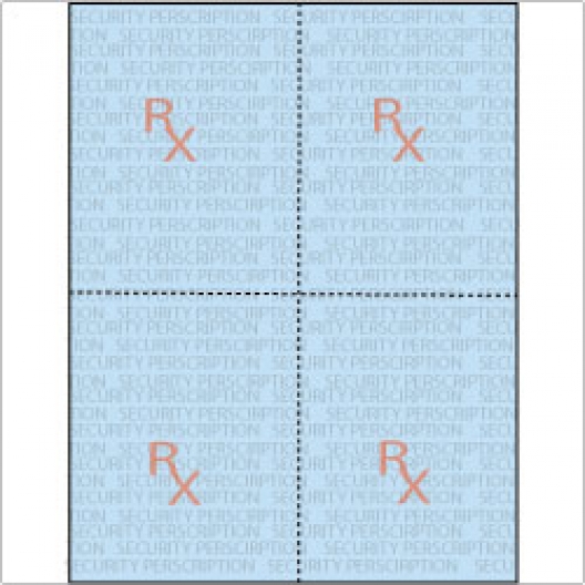 Rx Prescription Paper 8-1/2x11 24lb 4-up/sheet 250/pkg