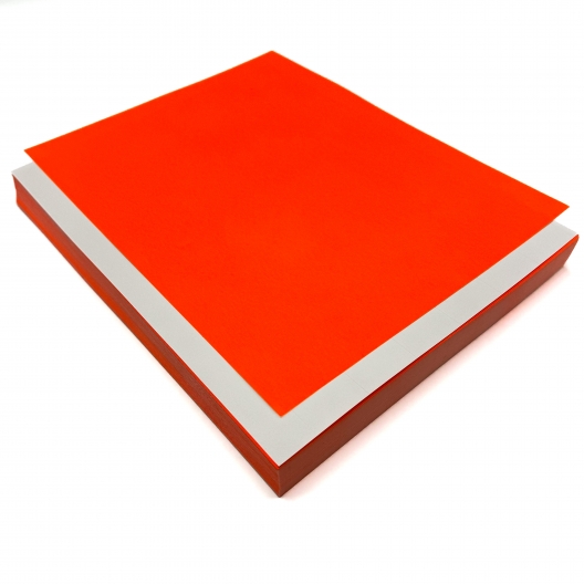 Fluorescent Red 8-1/2x11 Self-Adhesive Label Paper 100/pkg