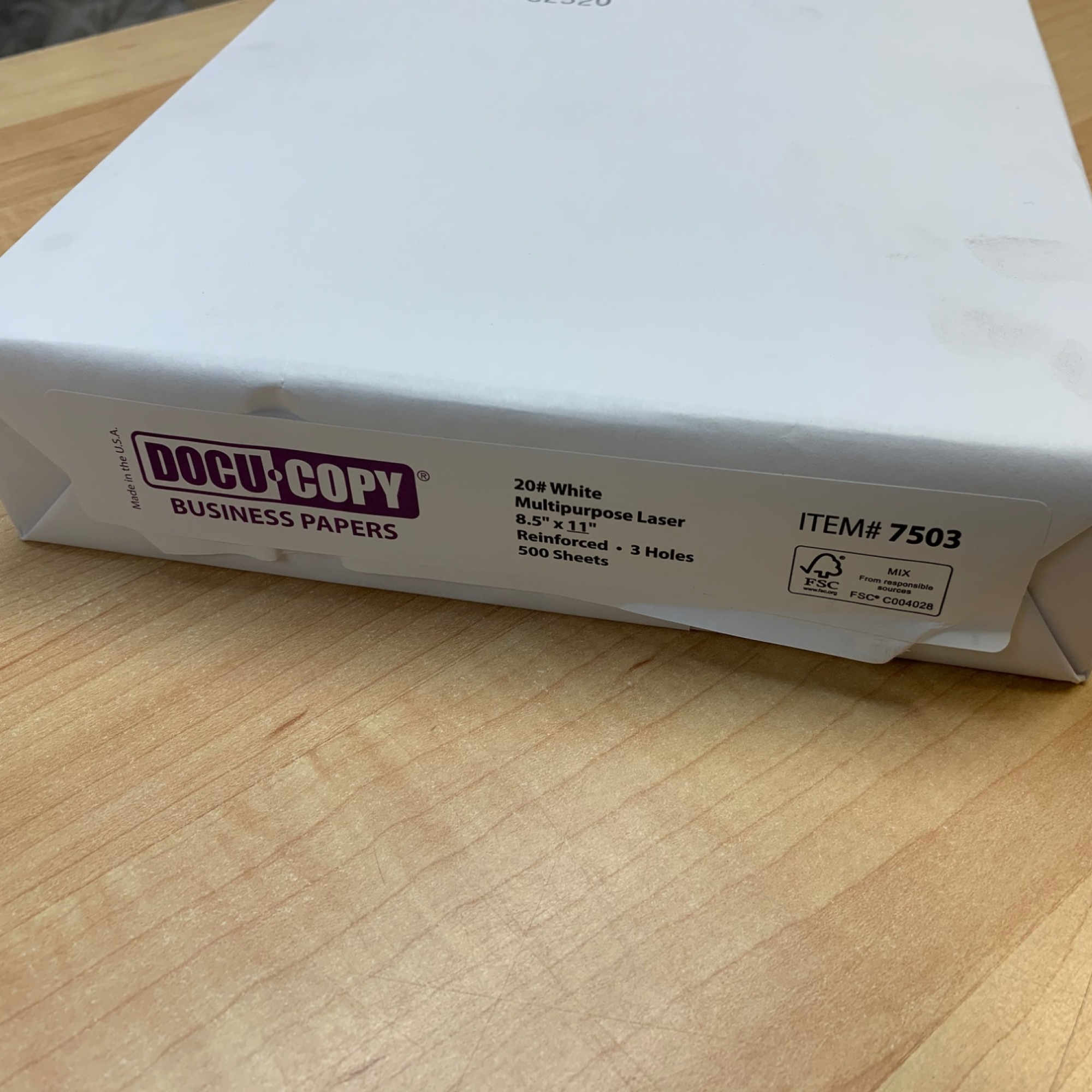 Punch 3-Hole 8-1/2x11 20lb Ring Tuff Mylar Reinforced 500pkg