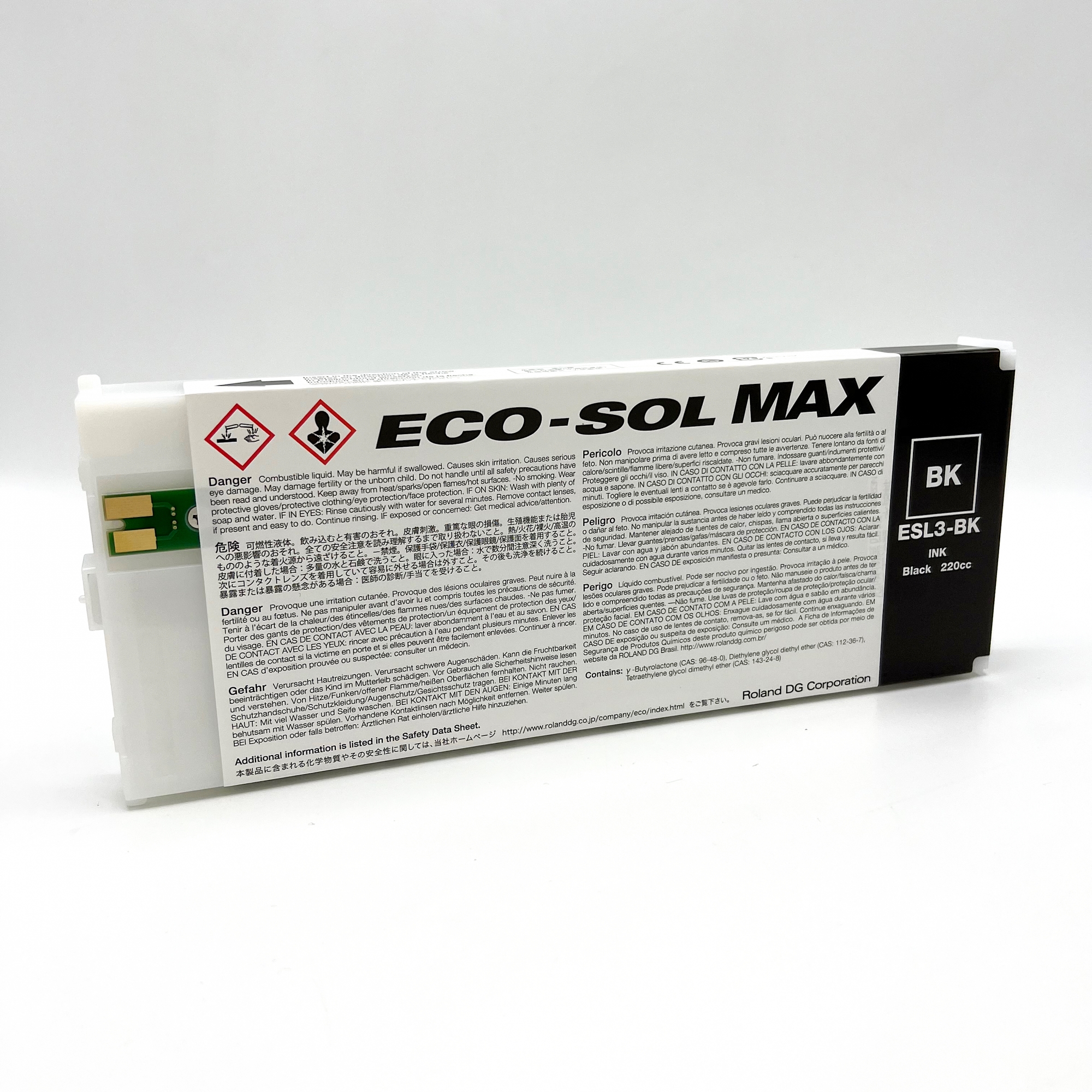 Roland Eco-Sol MAX Black Ink ESL3-BK 220ml Cartridge | Paper