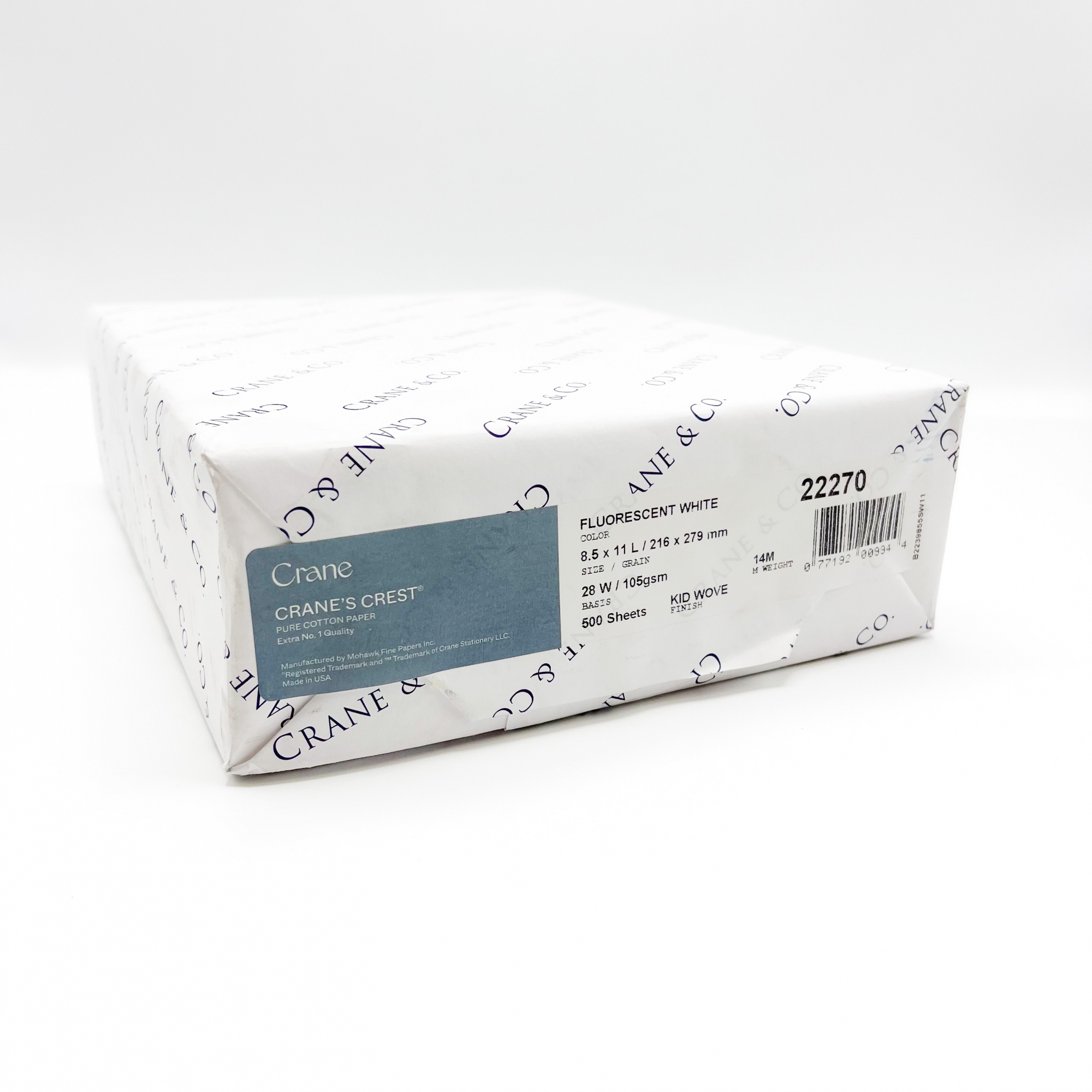 Pearl White 8-1/2-x-11 CRANE'S 100% cotton Paper, 50 per package